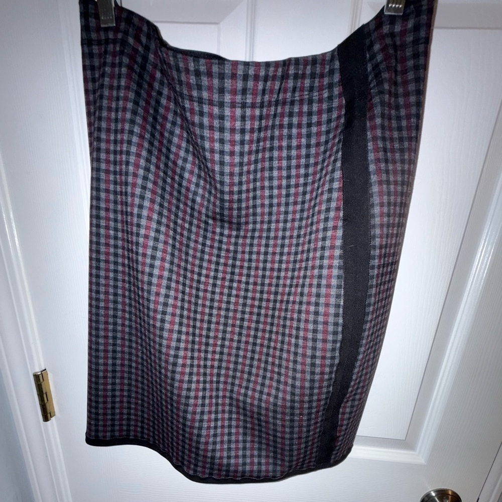 Max Studio Black and Red Plaid A-Line Skirt